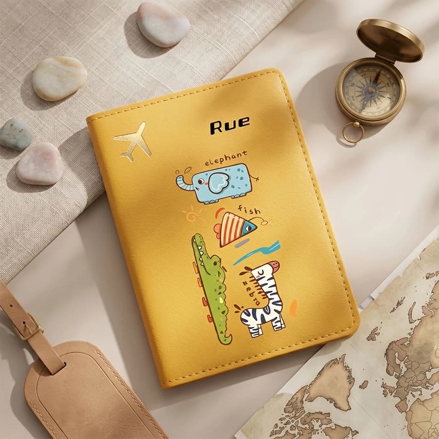 Portefeuille porte-passeport personnalisé avec nom et texte, logo d'avion, pour hommes et femmes, av