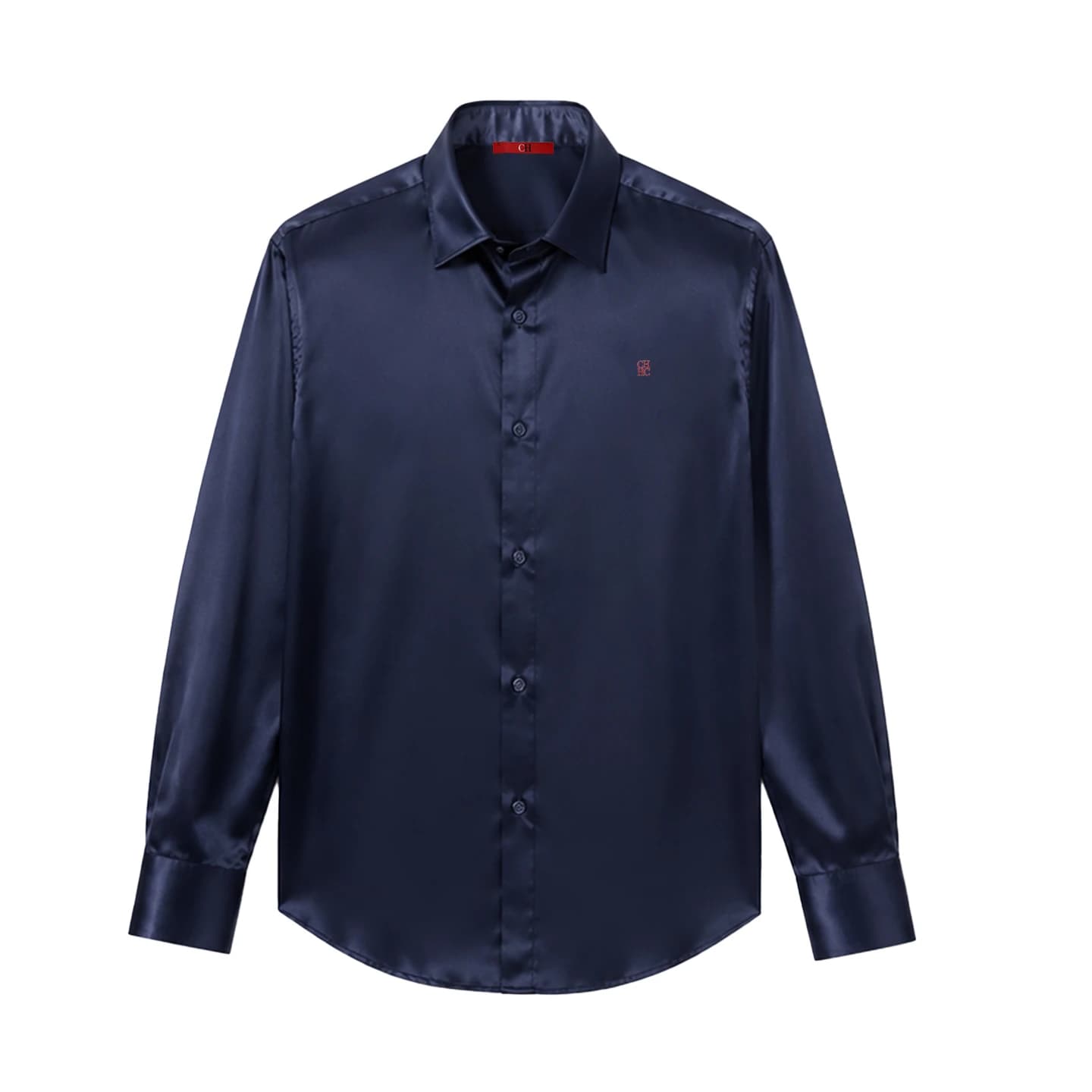 Chemise en satin de qualité supérieure avec logo brodé sur la poitrine gauche pour homme, polyvalent