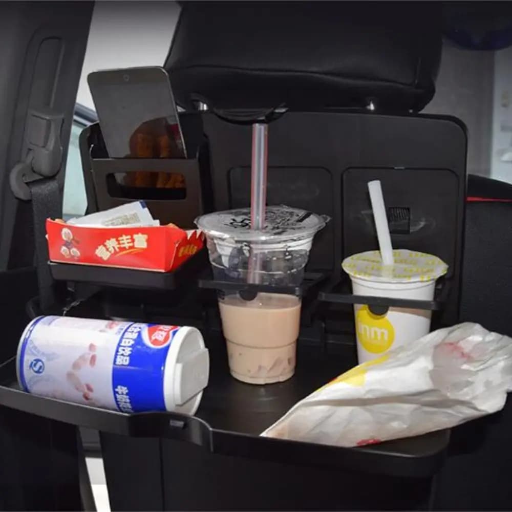 Car Large Folding Dinning Tray Drink Cup Holder Seat Back Table Support Foldable Organizer Travel Ac