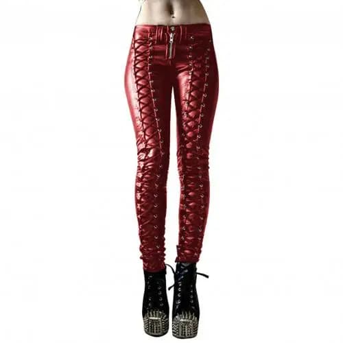 Steampunk femmes Faux cuir Cosplay pantalon carnaval fête maigre bouton pantalon jambières d'exercic