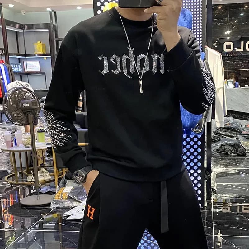 Strass Style hiver tendance hommes à capuche de haute qualité pur coton à capuche décontracté mode p