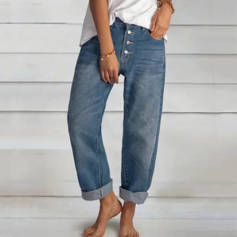 Jeans taille haute à jambe large pour femmes, pantalons droits, mode rétro, grande taille, vêtements