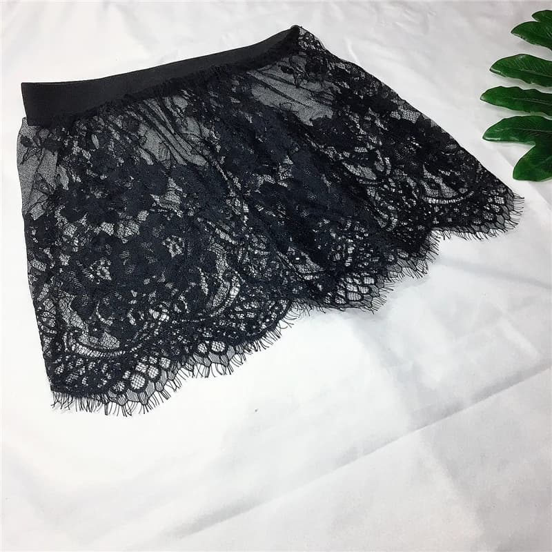 Mini-jupe courte en maille de dentelle transparente pour femme, mini-jupe sexy, rallonge de chemise,