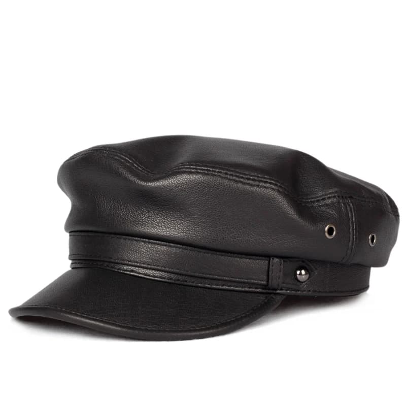 100% chapeau en cuir hommes femmes unisexe étudiants casquettes marine Homme Locomotive langue de ca