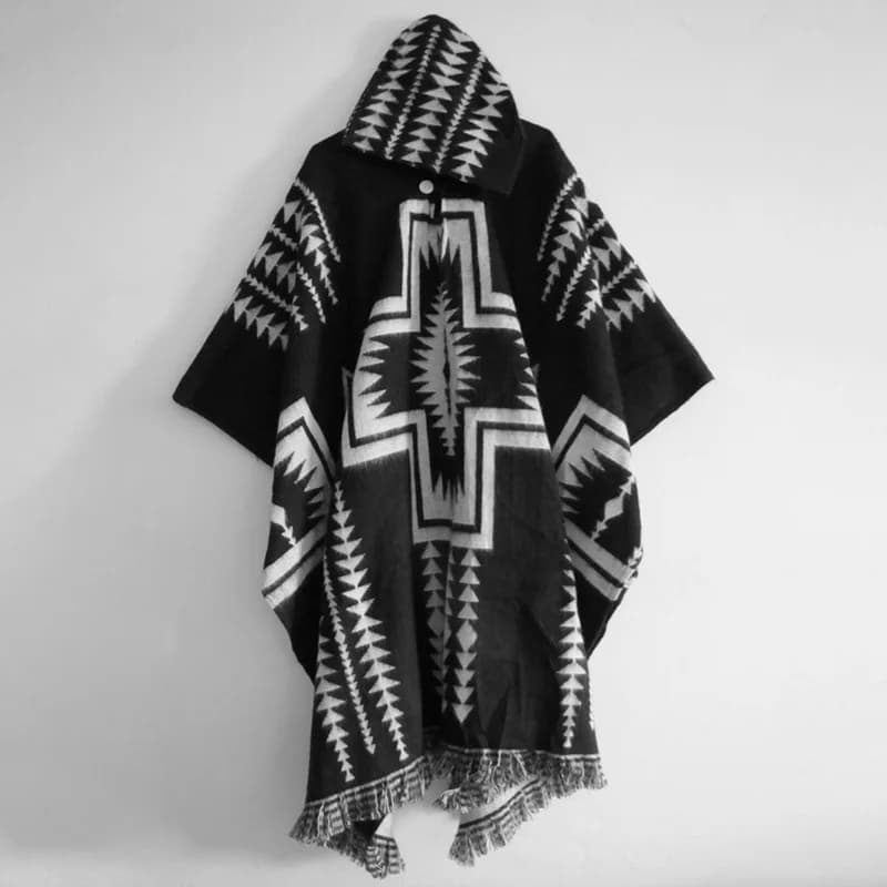 Mode hommes Poncho châle tricot rétro motif ethnique impression automne hiver coupe-vent femmes à ca