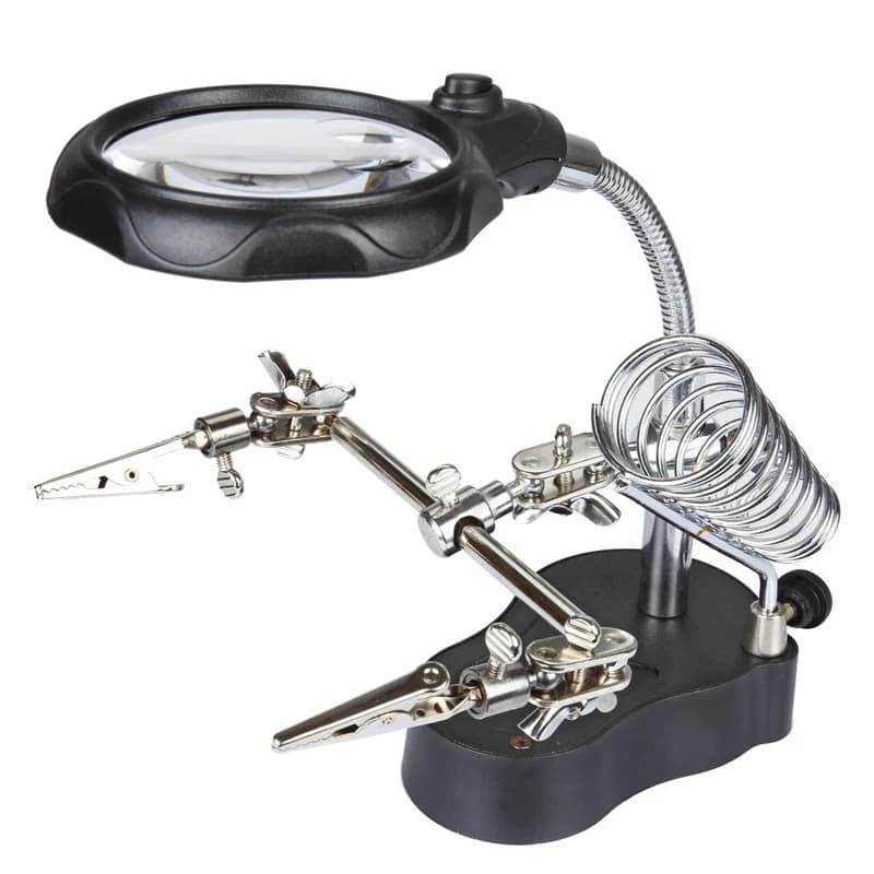 Loupe de soudage lumière LED pince auxiliaire loupe loupe 3 In1 soudure à la main fer à souder suppo