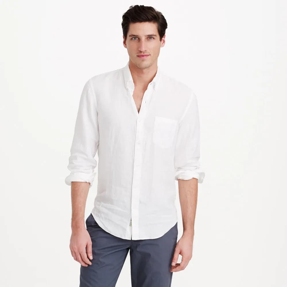 Chemises en lin blanc hommes chemise en lin sur mesure, chemises en lin blanc hommes sur mesure pour