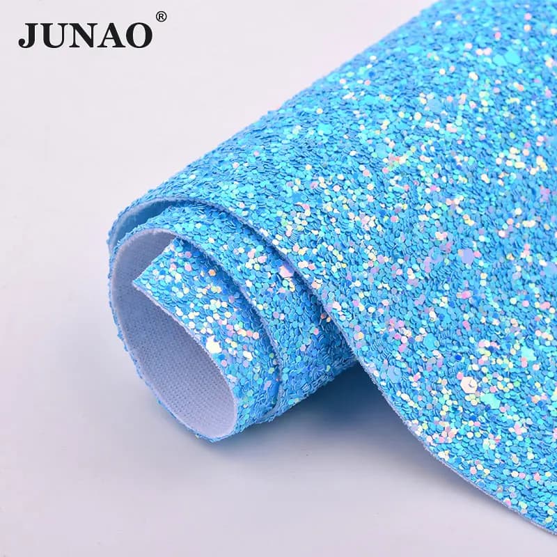 JUNAO 20*34 cm paillettes colorées paillettes cuir synthétique Faux cuir artificiel tissu Paillettes