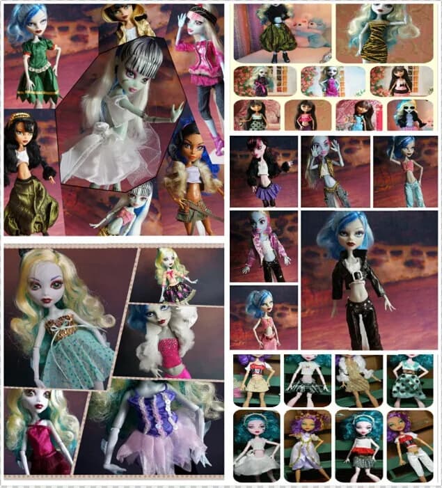 Promotion chaude vêtements originaux costumes pour poupées Monster High 30 pièces = robes + chaussur