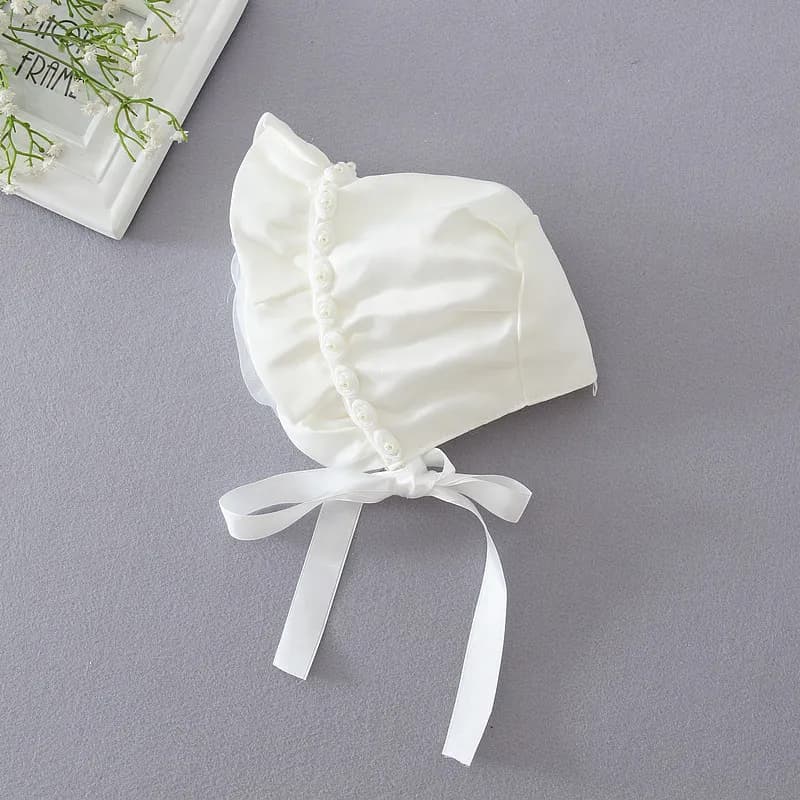 Nouveau chapeau de bébé fleur faite à la main avec perle casquette infantile princesse nouveau-né ac
