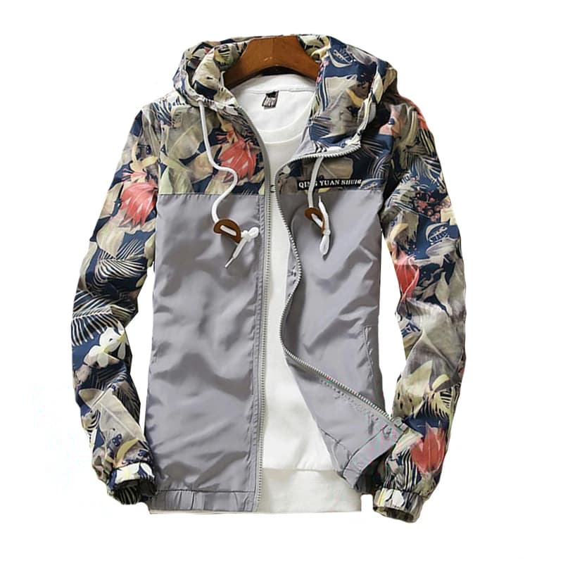 Blouson aviateur Sportedly à capuche pour hommes, coupe-vent léger, vestes décontractées à fleurs, v