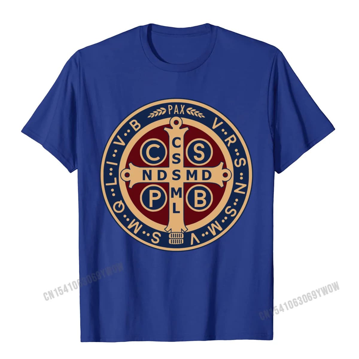 La médaille Saint benoît catholique pull t-shirts Camisas hommes coupe ajustée hommes t-shirt imprim