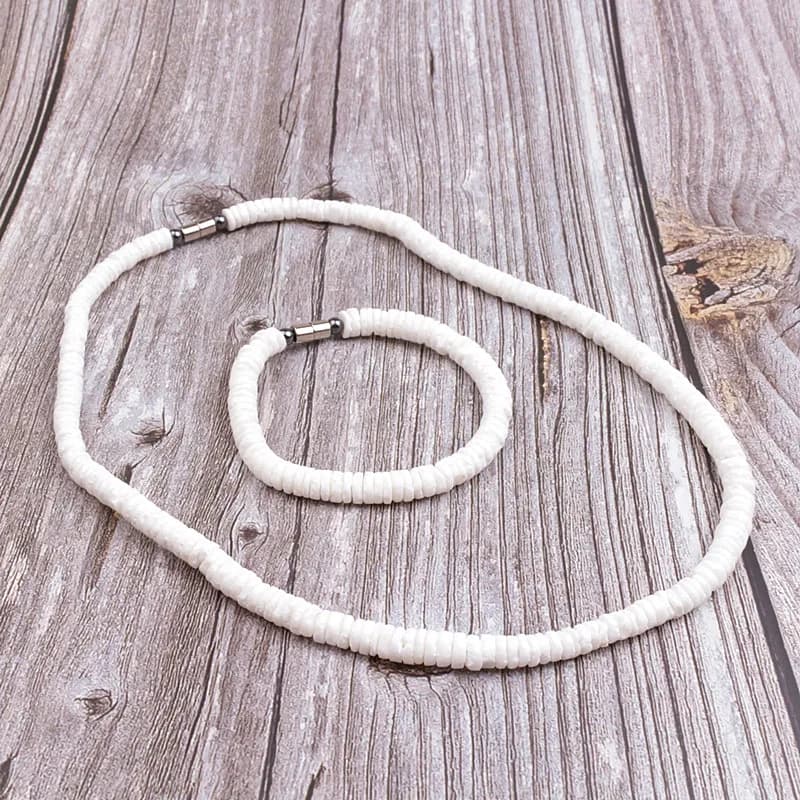 Collier en coquillage pour hommes et femmes, colliers en coquillage véritable avec perles rondes en 