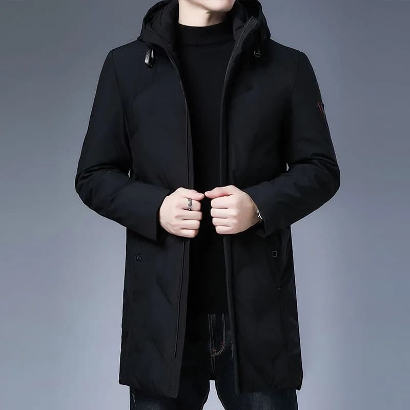 Doudoune à capuche en duvet de canard blanc pour hommes, vestes longues et chaudes, vêtements décont