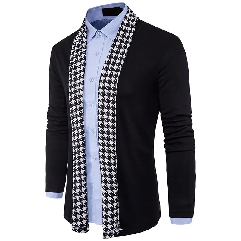 Cardigan noir pour hommes printemps automne mode tricot décontracté vêtements de marque masculin man