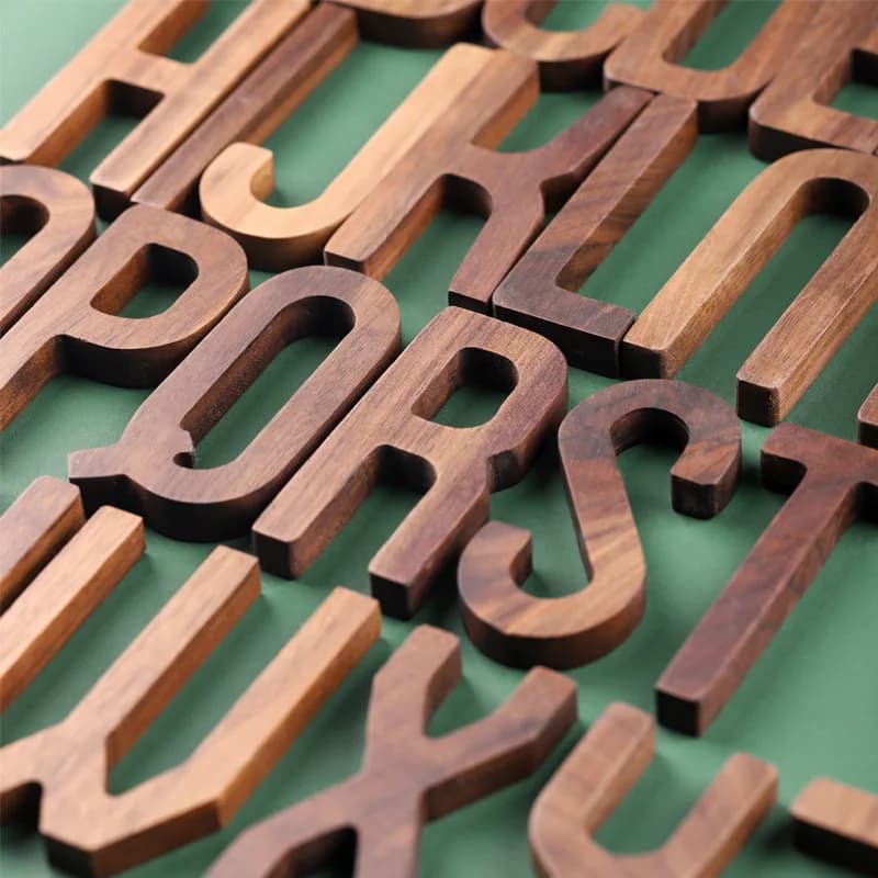 Lettres en bois de noyer 3D 8 cm/3 pouces - Lettres de l'alphabet Lettres 3D Décoration de la maison