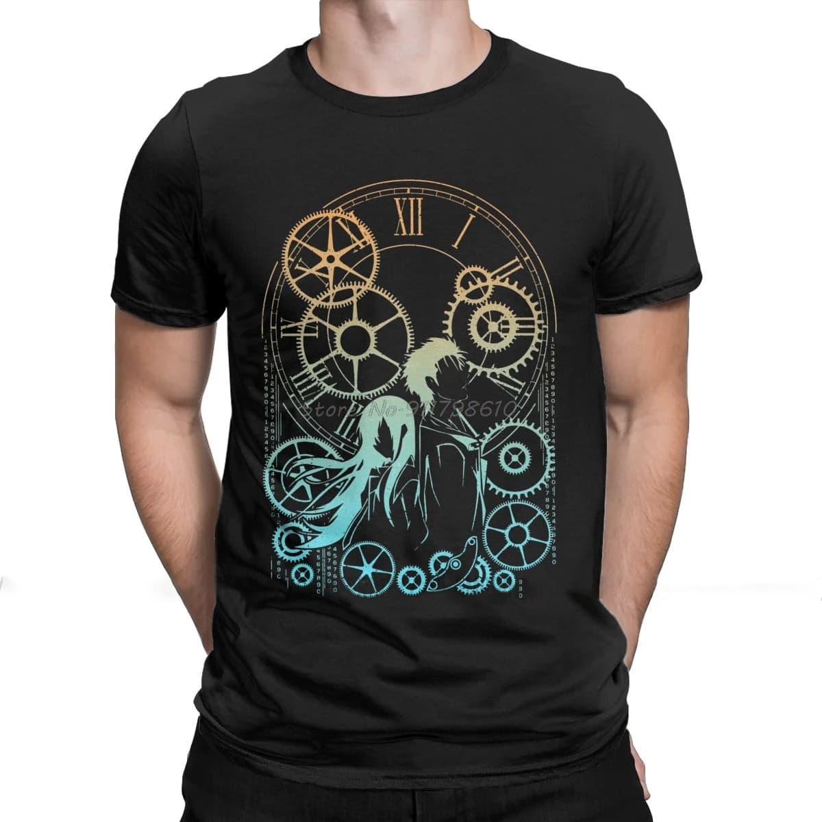 Économie en coton Time Steins Gate pour hommes, T-shirt Anime, Mayuri, Makise, Manga, Daru, Shiina, 