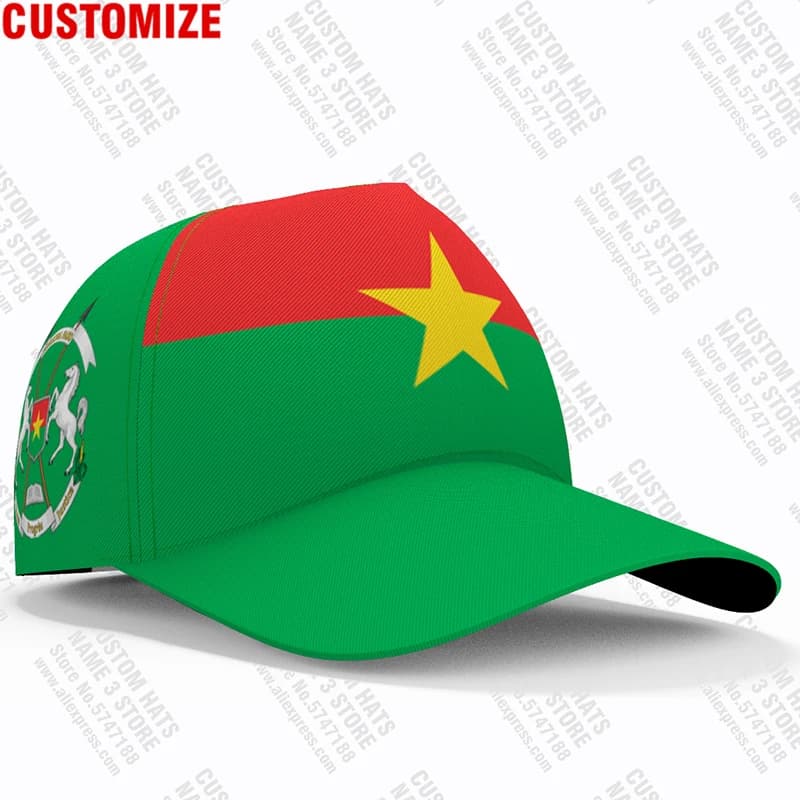 Burkina Faso Casquette de baseball sur mesure gratuite Nom Numéro Logo de l'équipe Bf Chapeau Bfa Co