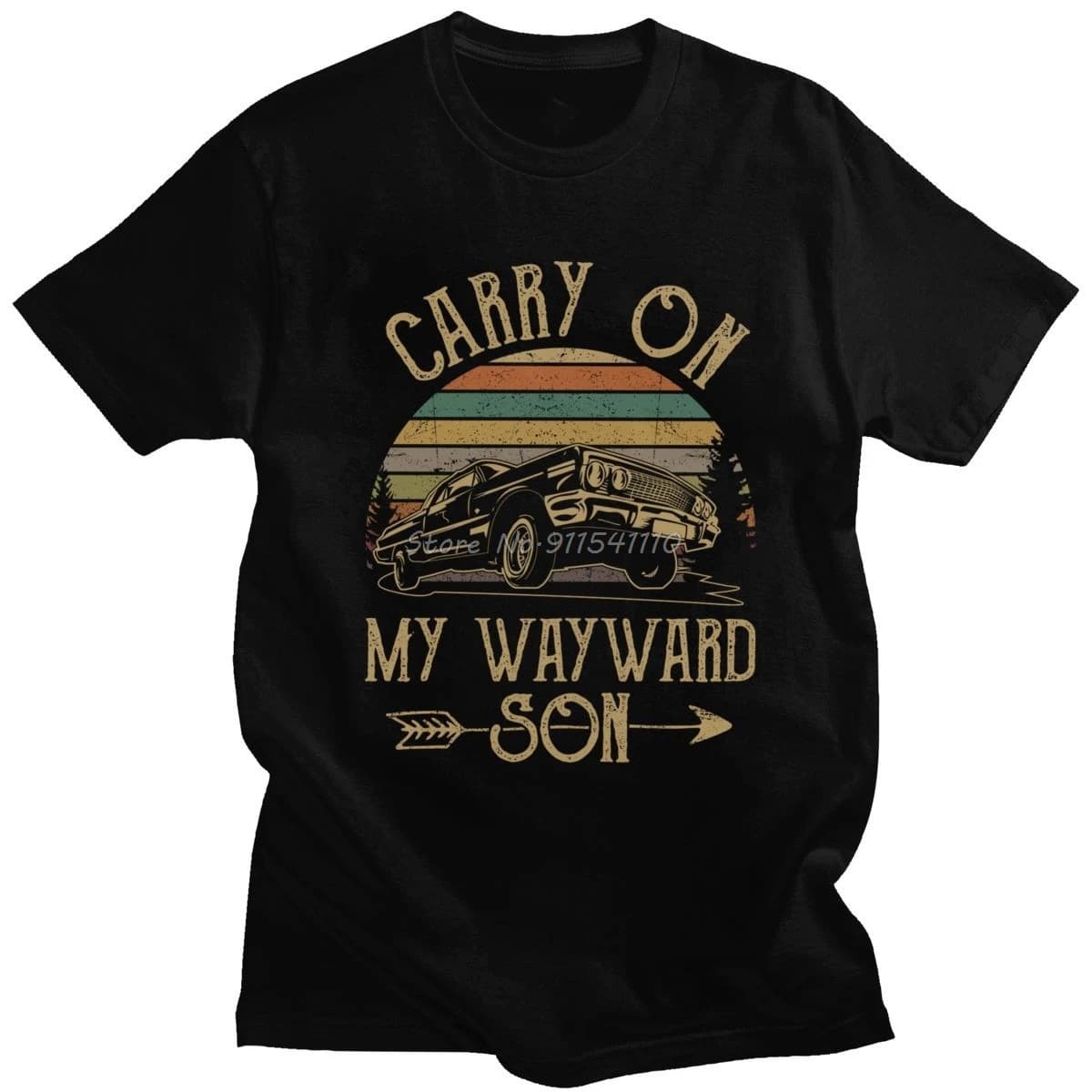 T-shirts surnaturels T-shirt vintage pour hommes Carry On My Wayward Son Dark Heather T-shirt unique