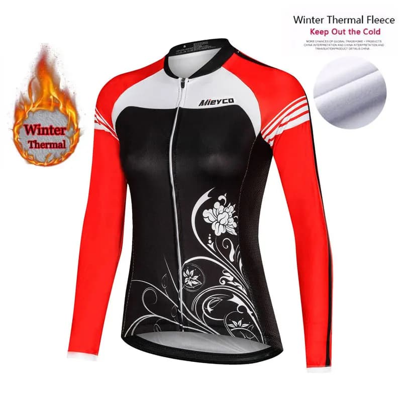 Vêtements de cyclisme en polaire thermique pour femmes, ensemble maillot à manches longues, vêtement