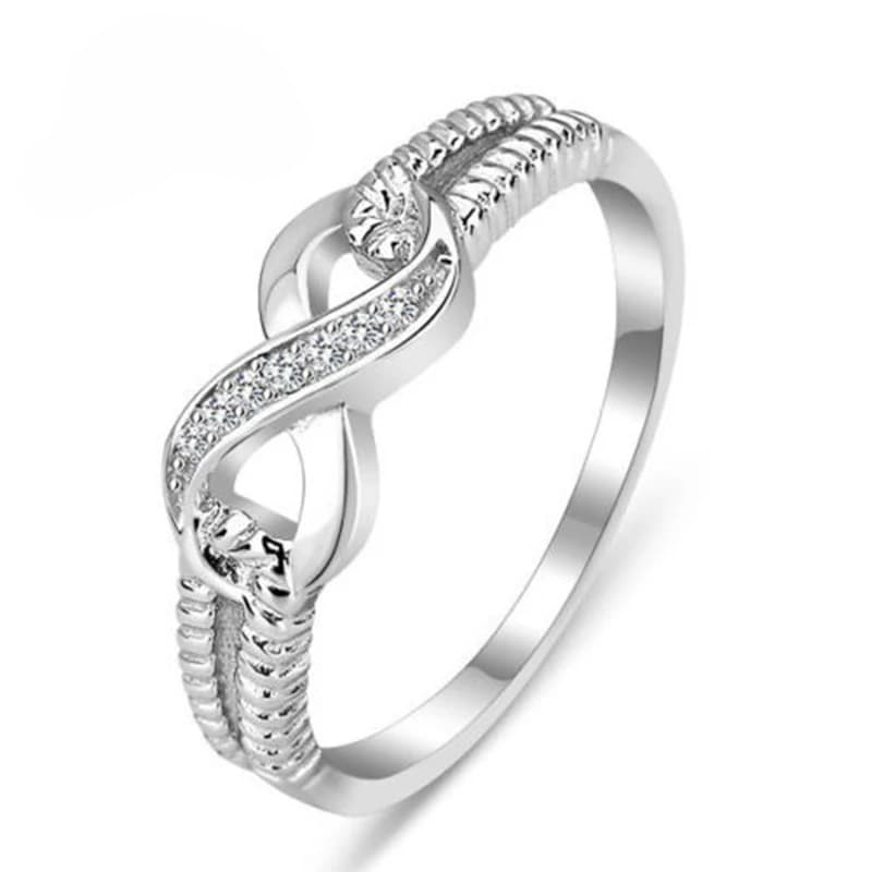 Bagues en forme de 8 lettres porte-bonheur pour femmes, en argent Sterling 925 véritable, couleur AA