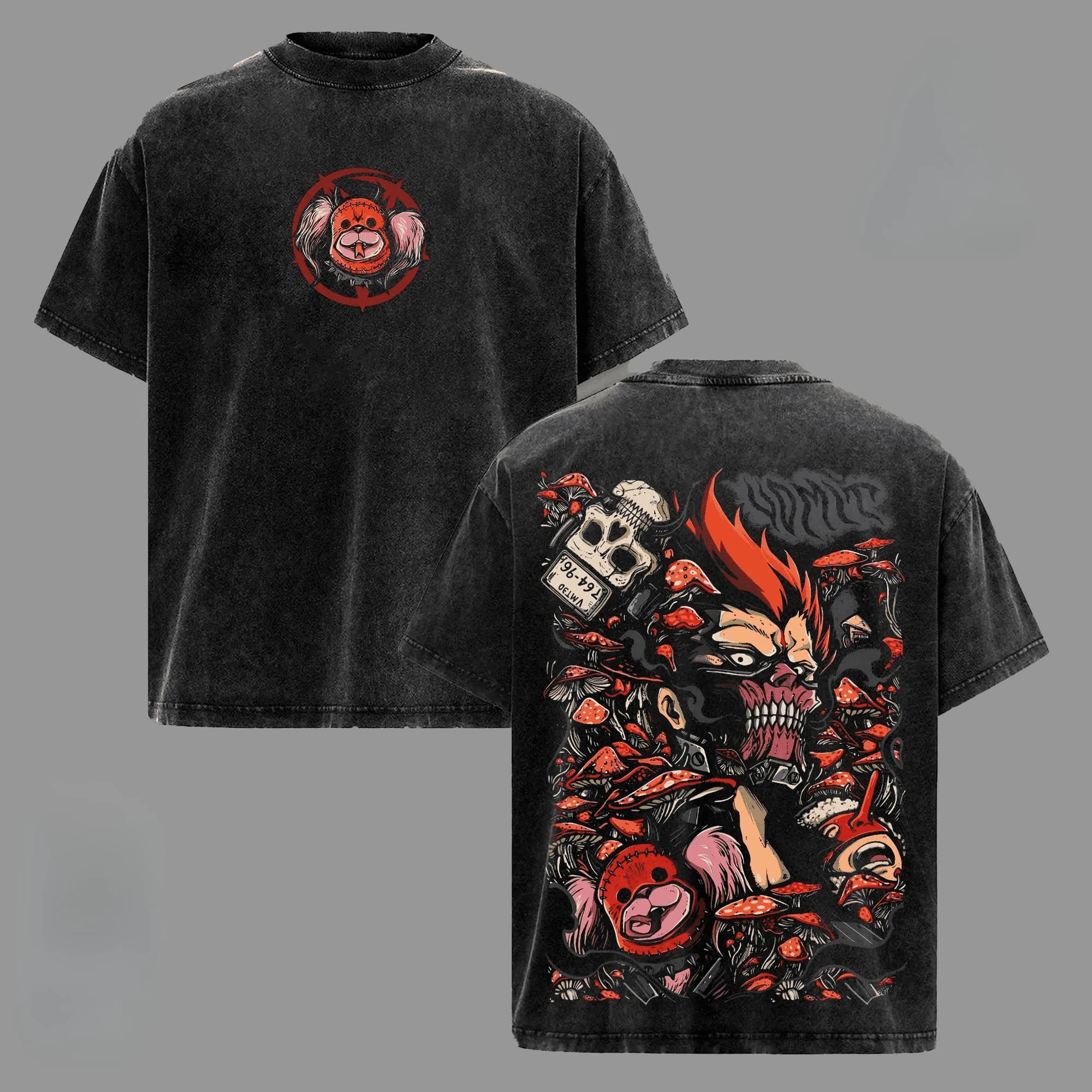 T-shirt vintage délavé Dorohedoro Anime japonais pour hommes et femmes, vêtements d'été, t-shirts en