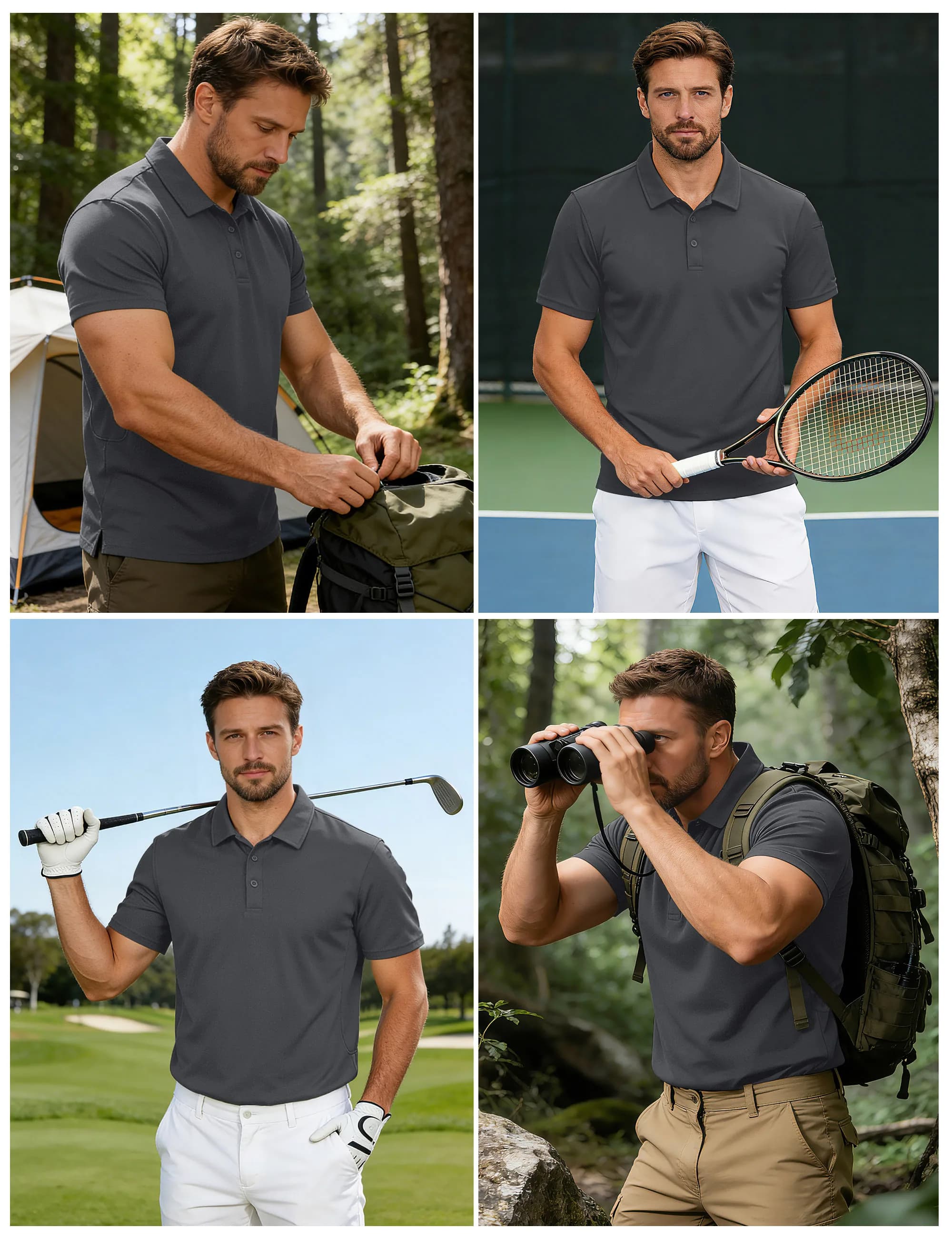 MAGCOMSEN Chemises polo pour hommes à manches courtes, séchage rapide, respirantes, en piqué, chemis