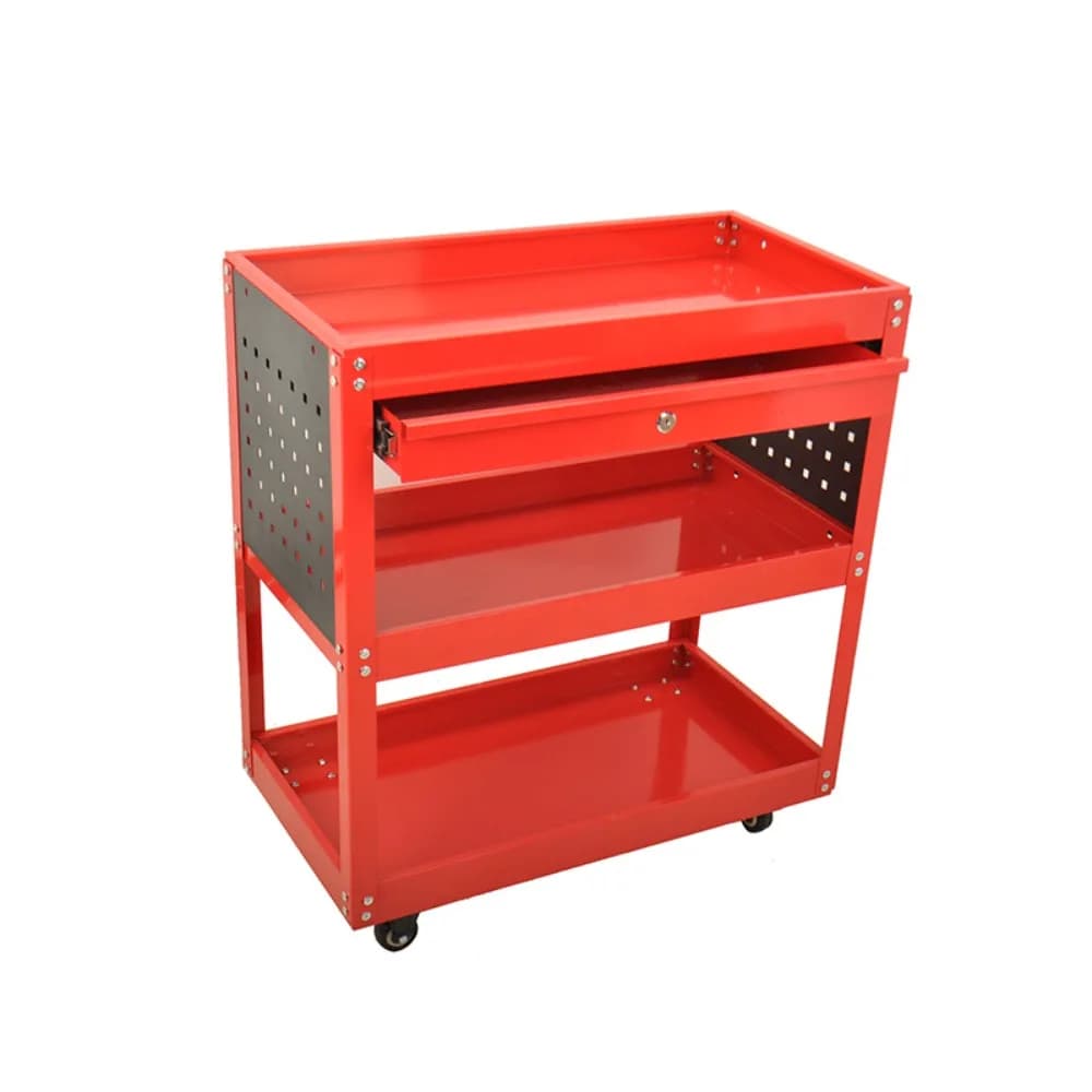Chariot utilitaire à roulettes avec un seul tiroir et 3 niveaux de rangement pour garage, réparation