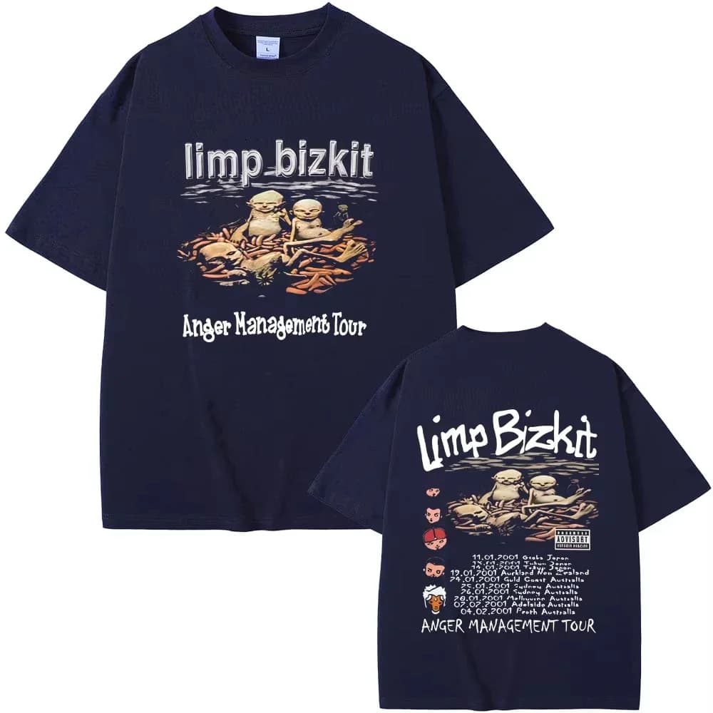 Années 90 Rock Band Limp Bizkit Anger Management Tour T-shirts D'été Hommes Femmes Décontracté Coton