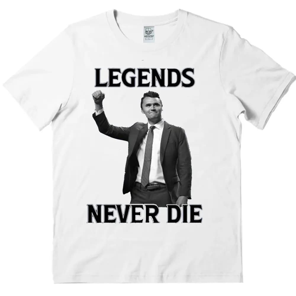 T-shirt Legends Never Die Charlie Kirk pour femmes et hommes, Streetwear unisexe à manches courtes, 