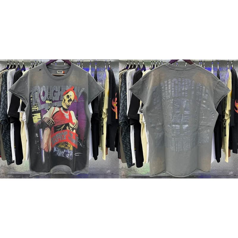 T-shirts unisexe amples et déchirés, style rétro américain, effet délavé, ornés de strass, de haute 