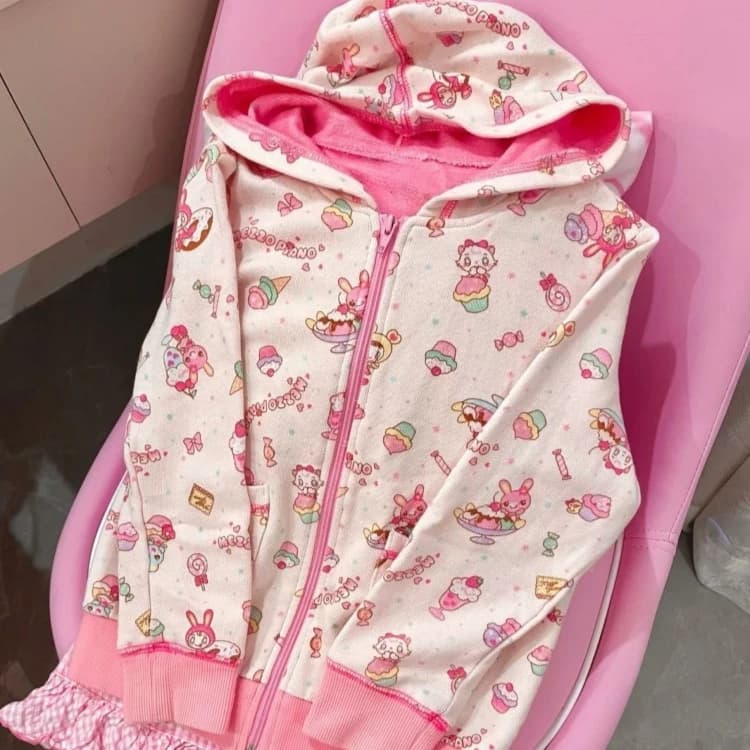 Japonais Kawaii mignon dessin animé imprimé sweats à capuche femmes décontracté Grunge Lolita sweats