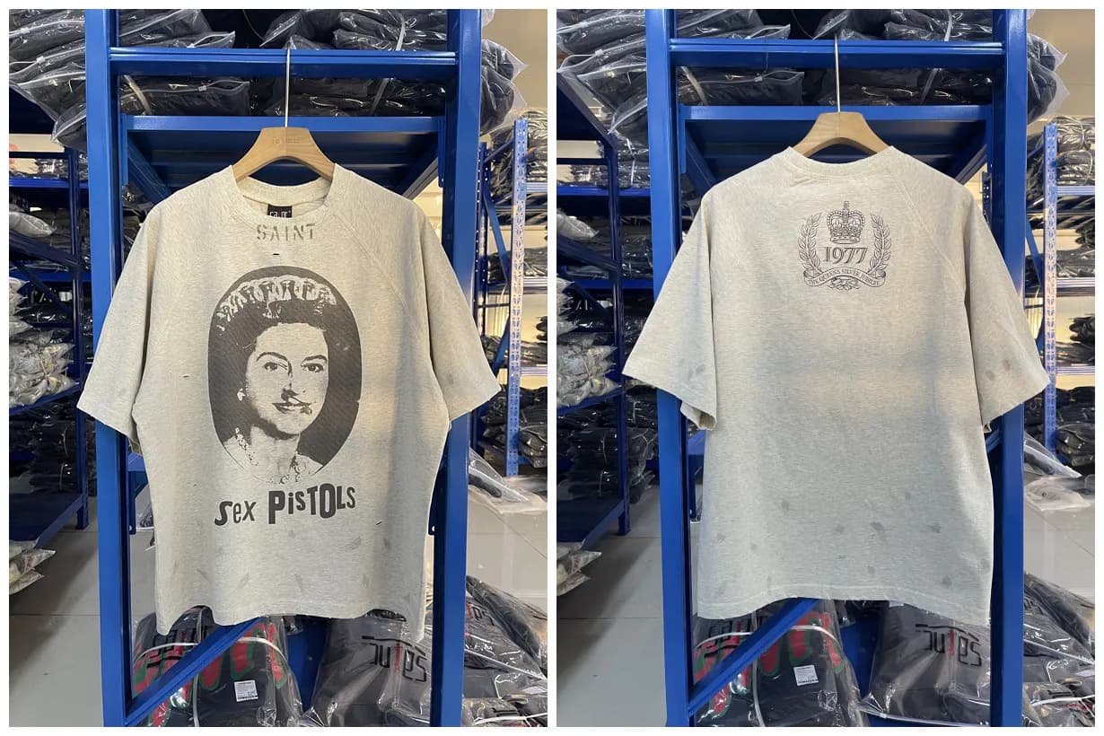 T-shirt surdimensionné en coton à col rond SAINT, tendance mode, imprimé graffiti, pour hommes, styl