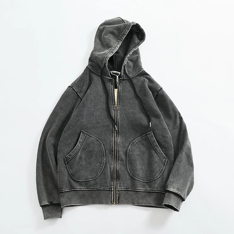 Cardigan à capuche en laine de coton rapcotton pour hommes, lavage lourd, vieux, épais, sports, lois