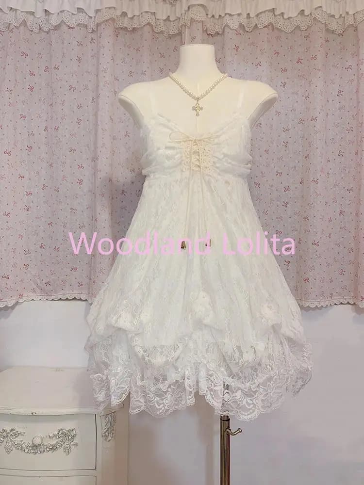 Robe Vintage en Dentelle à Bretelles pour Femme, Élégante, Mignonne et Tendance, Motif Floral, Idéal