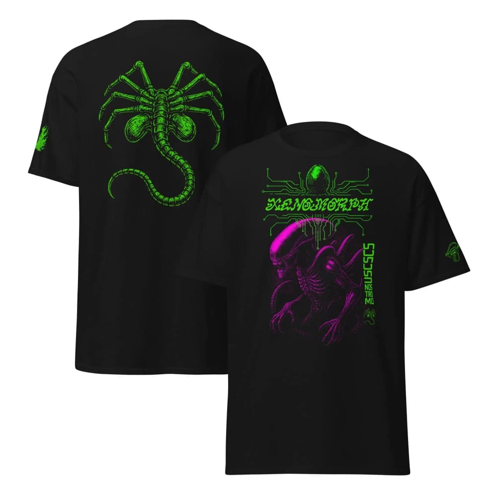 Xenomorph horreur chemise biomécanique Alien gothique science-fiction film t-shirt à manches courtes
