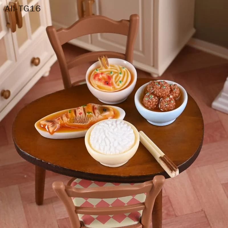 Plats chinois miniatures pour maison de poupée, modèles alimentaires, décoration de cuisine, maison 