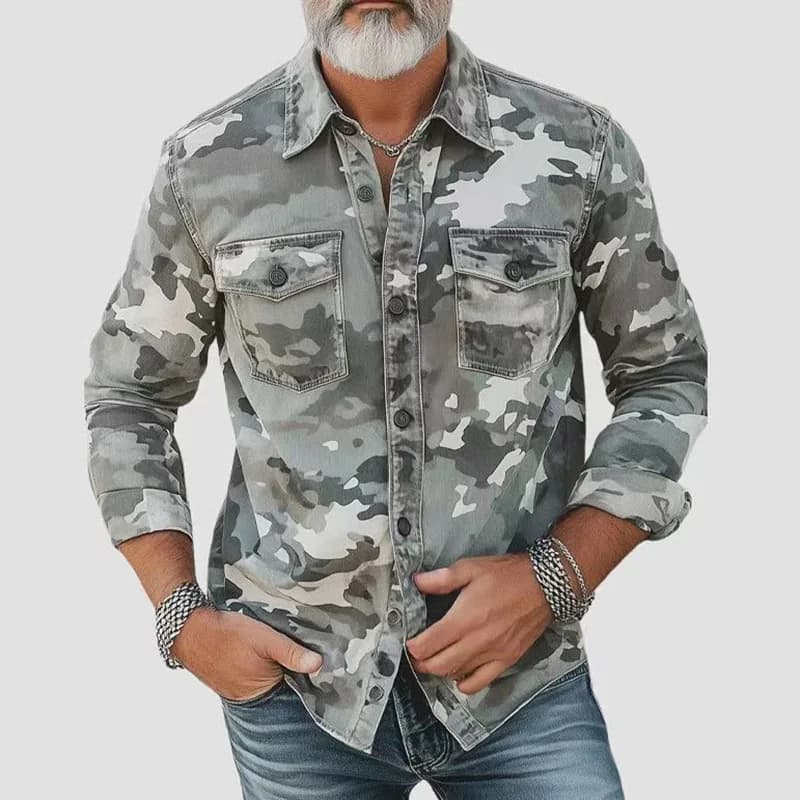 2025 printemps automne chemise pour hommes imprimé Camouflage revers haut à manches longues vêtement