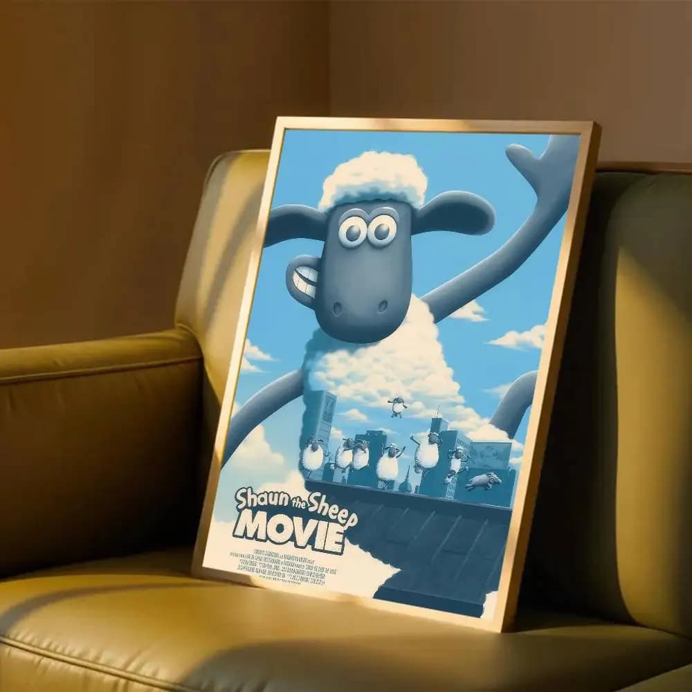 Affiche artistique autocollante de dessin animé S-Shaun fun the Sheep, impressions sur papier blanc,