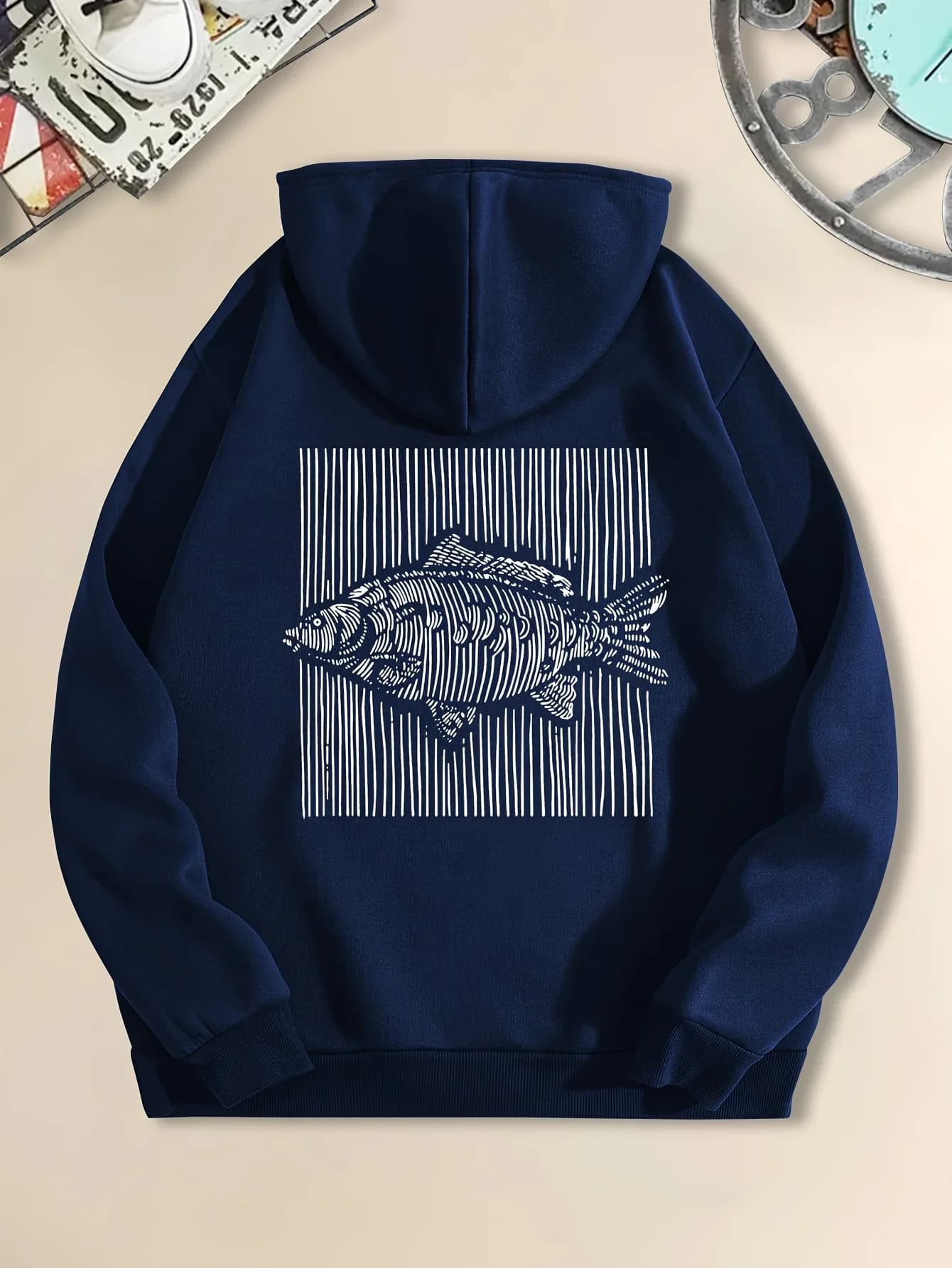 Sweat à capuche rayé, pull décontracté tendance pour homme et femme avec poche kangourou, adapté pou
