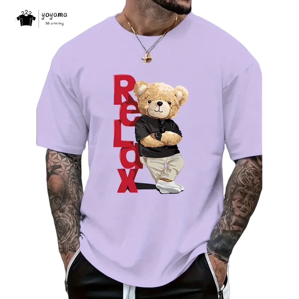 Mode ours graphique T-Shirts hommes nouveau respirant hommes à manches courtes T-Shirt tendance poly