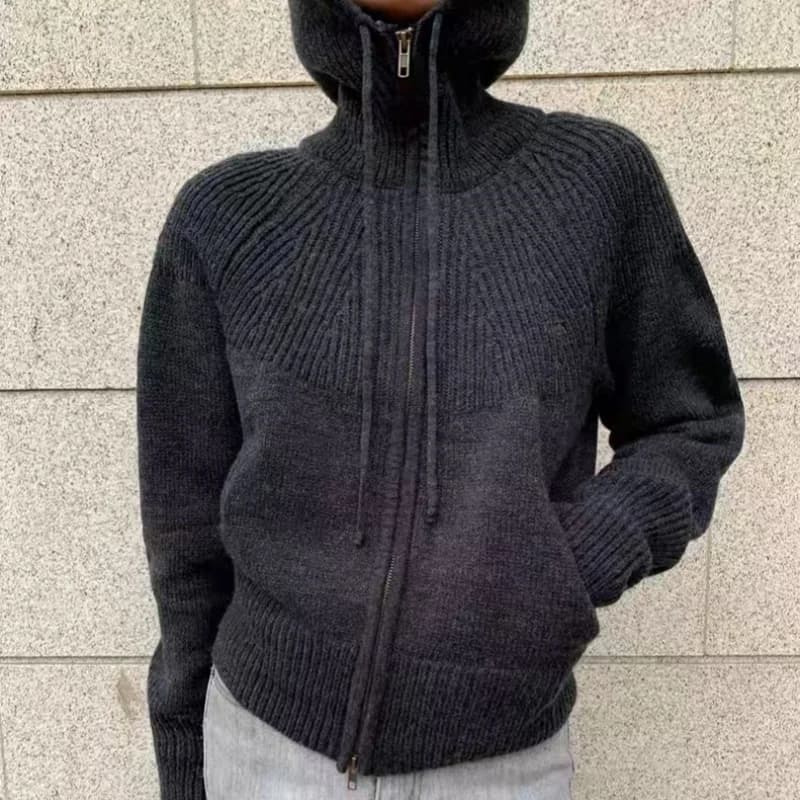Cardigan tricoté en cachemire 100% pour femme, haut de gamme, double fermeture éclair, pull ample à