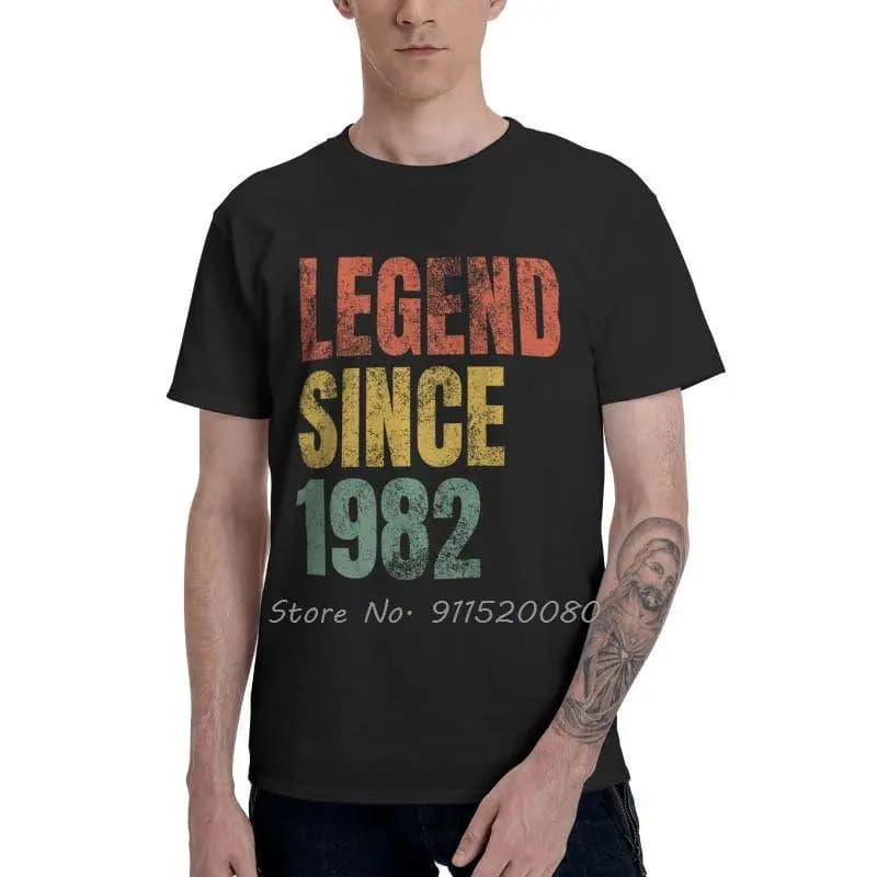 T-shirt rétro pour hommes, 39e anniversaire, nouveauté, légende depuis 1982, cool, zones me, coton,
