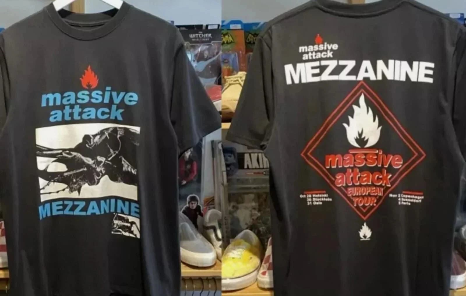 T-shirt de la tournée européenne Massive Attack Mezzanine pour homme, motif imprimé, haut décontract