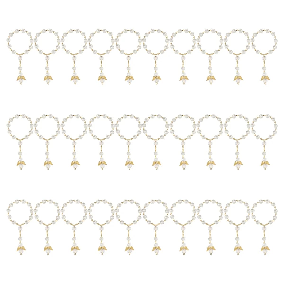 Chapelet de baptême en acrylique de haute qualité, 30 pièces, perles, Mini chapelet avec ange pour l