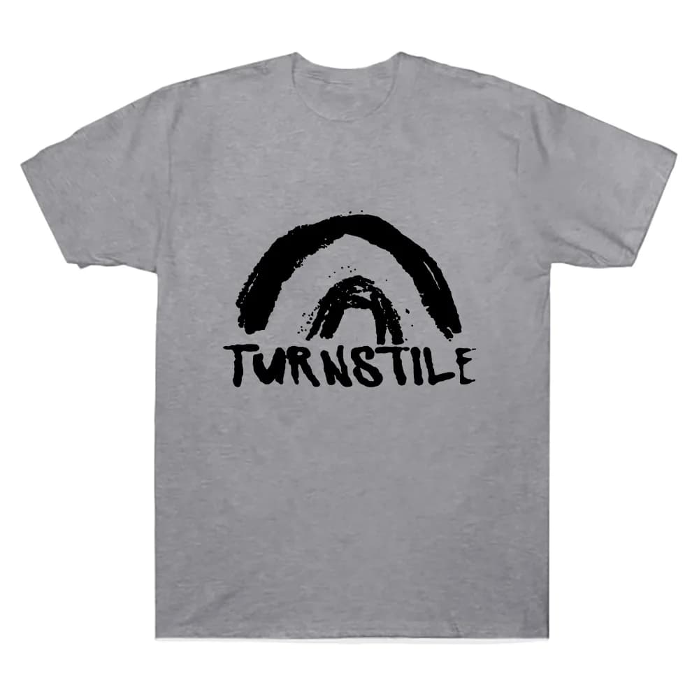 T-shirt Turnstile DOUBLE RAINBOW Tee Turnstile Band, T-shirt à manches courtes unisexe en coton, imp