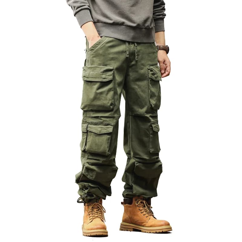 Pantalons de travail tendance pour hommes - Pantalons utilitaires légers en mélange de coton pour le