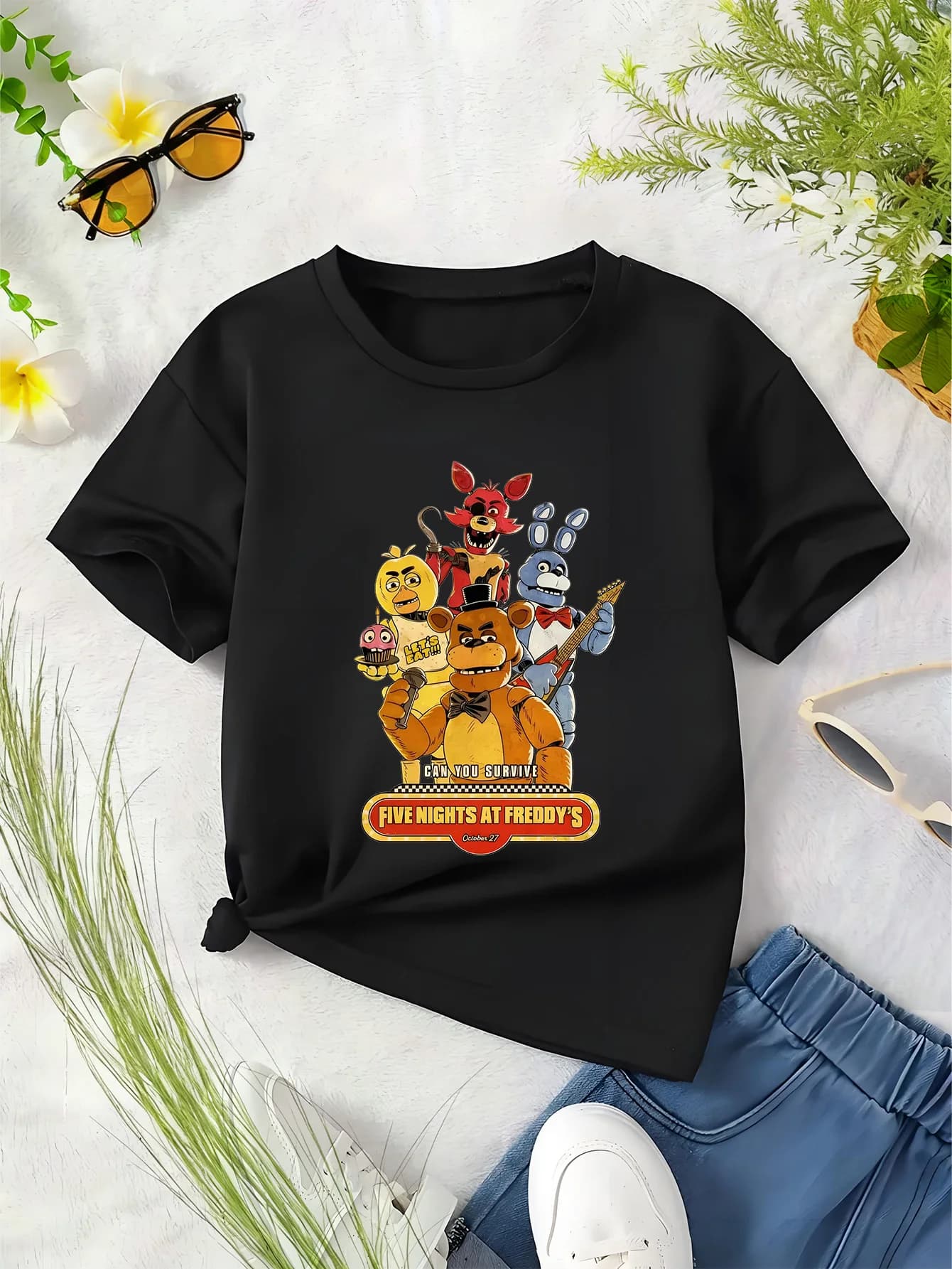 T-shirt pour enfants Five Nights At Freddy's - Style affiche rétro - Manches courtes Fnaf - Collecti