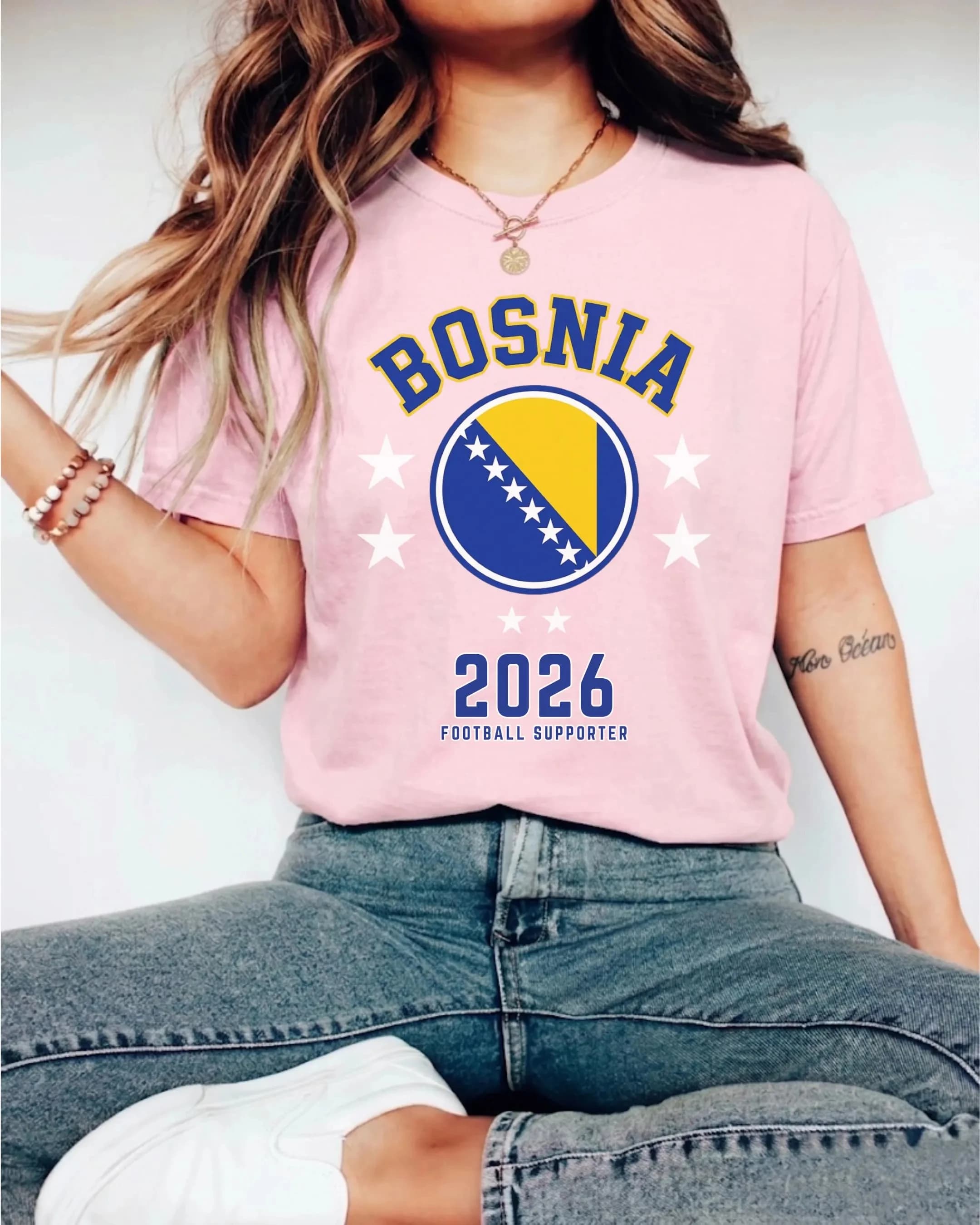 T-shirts de supporter de football américain 2026 Drapeau de la Bosnie pour hommes et femmes, vêtemen