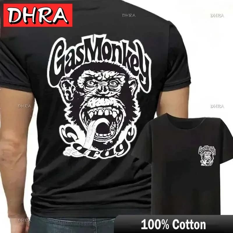 T-shirts en coton pour hommes Gas Monkeys Garage Piston, impression recto-verso, t-shirts cool pour